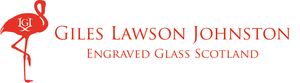 Giles Lawson Johnston Scotland Specialist luxury Engraved Glass Red flamingo Logo GLJ initials beautiful glassware original designs