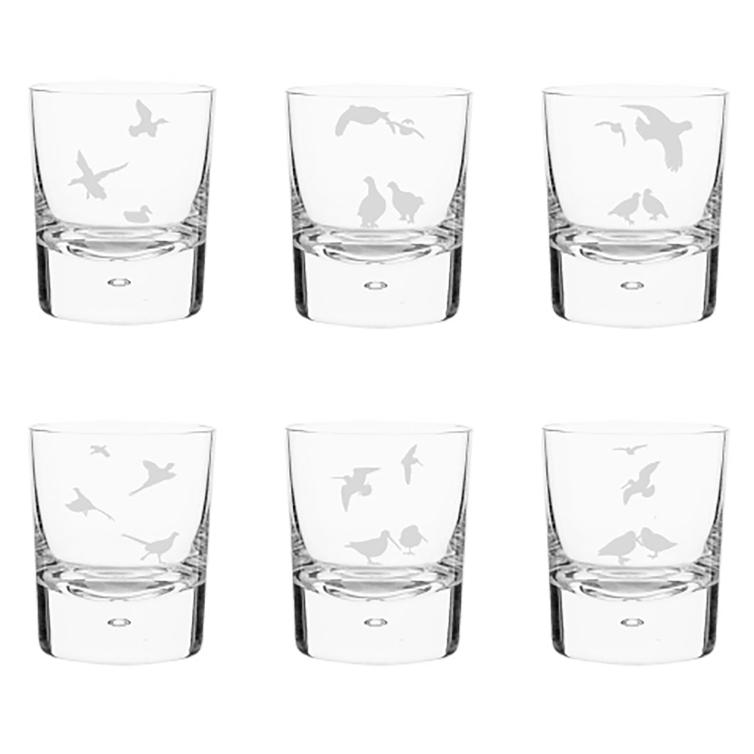 Scottish Birds Handblown Crystal Tumbler Set