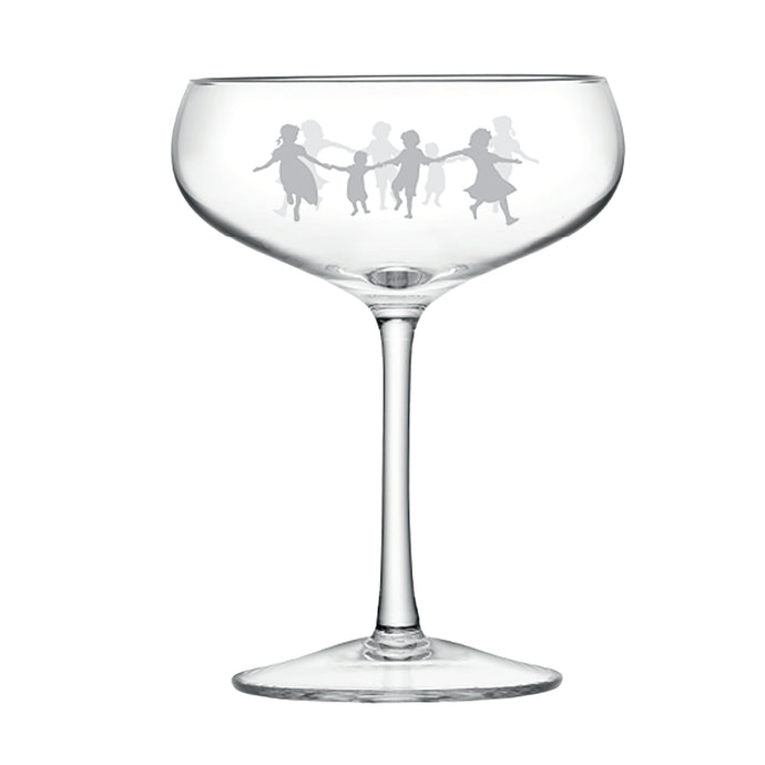 Children Dancing Dual-Sided Engraving Champagne Glass