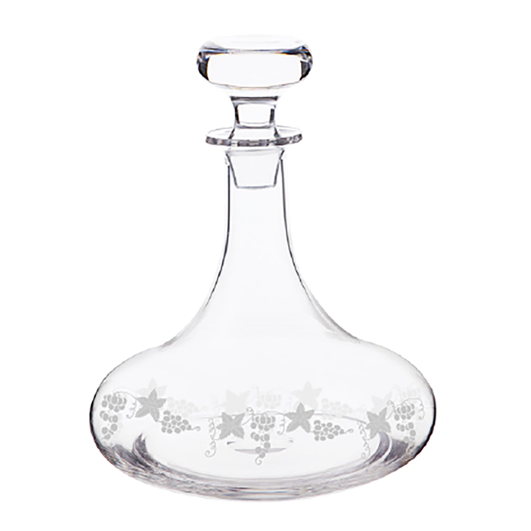 Edwardian Grapevine Hand Blown Crystal Ships's Decanter