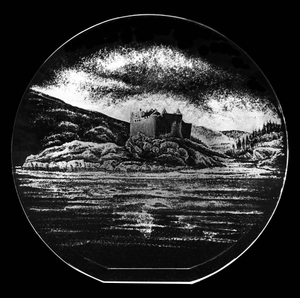 Castle Tioram in Scotland Specialist Hand Engraved a 7" Optical Crystal Disc