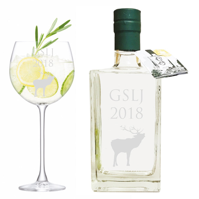 Personalised Gin Bottle and Gin Glass Gift Set