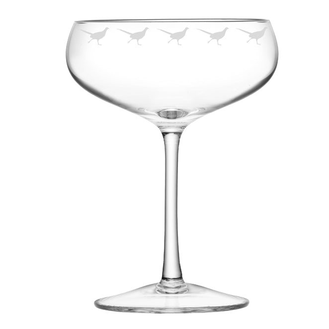 Pheasant Engraved Champagne Glass
