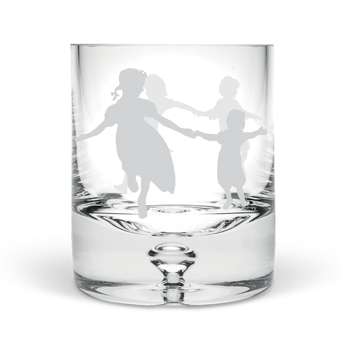 Dancing Children Hand Blown Tumbler